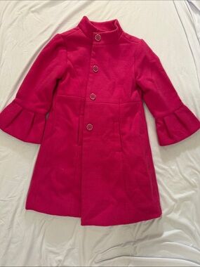 Janie and Jack Hot Pink Bell-Sleeve Pea Coat